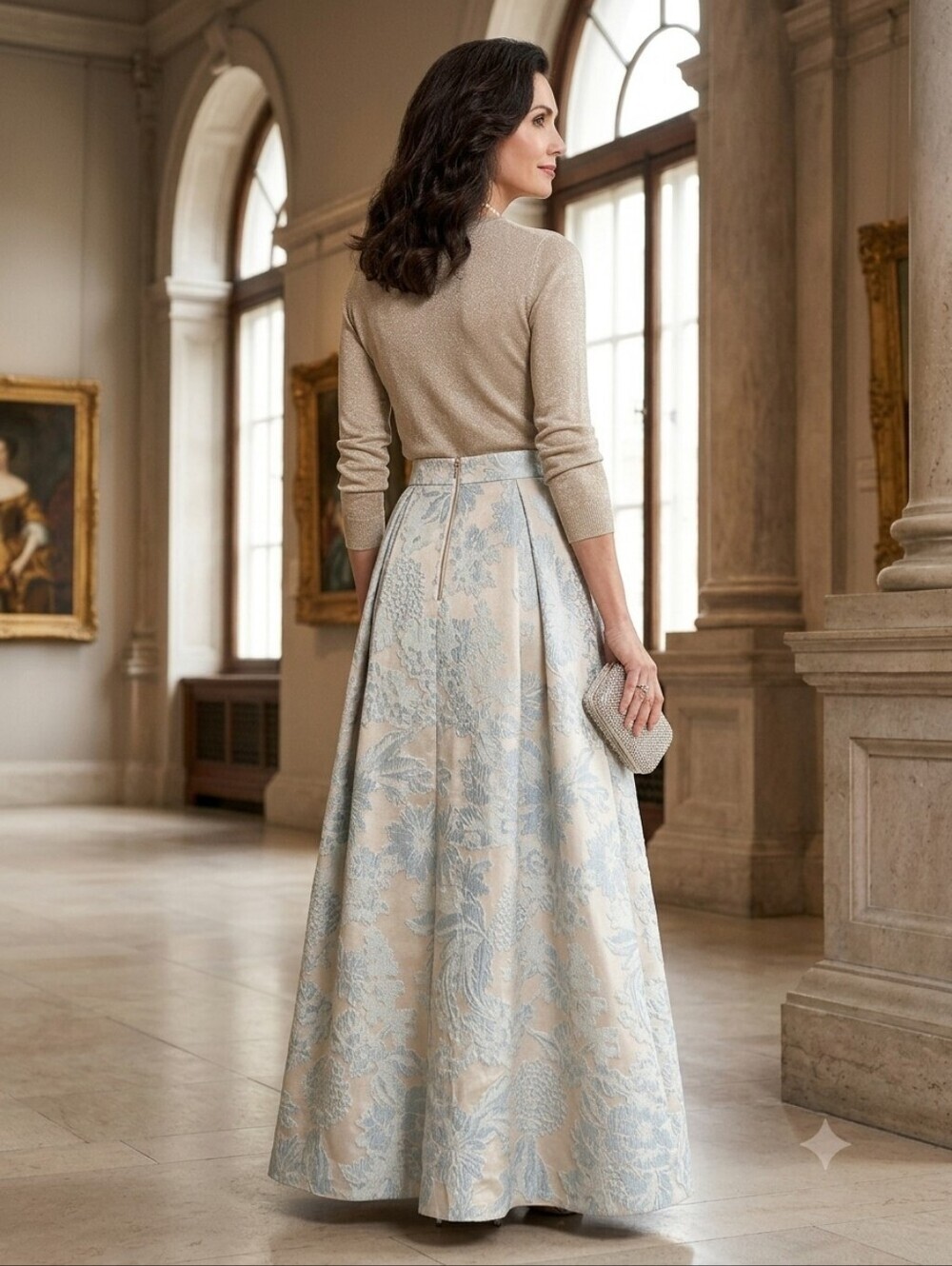 💕ST. JOHN💕 Bethany Metallic Floral Floral Organza/Jacquard Ball Skirt 10 NWOT - Picture 2 of 14